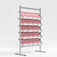 Stand pentru reviste, brosuri sau ziare cu cinci rafturi 4 x A4, din plexiglas A4, JJ DISPLAYS, 210 x 297 mm, cu 5 rafturi