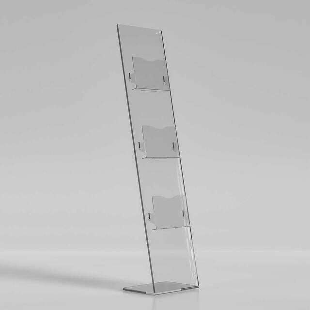 Stand din plexiglas pentru brosuri, pliante, reviste A4 (210 x 297 mm), JJ DISPLAYS