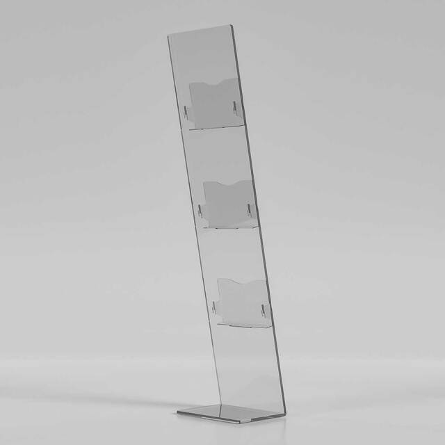 Stand din plexiglas pentru brosuri, pliante, reviste A4 (210 x 297 mm), JJ DISPLAYS