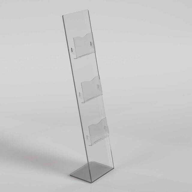 Stand din plexiglas pentru brosuri, pliante, reviste A4 (210 x 297 mm), JJ DISPLAYS