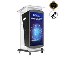 Pupitru Digital Dr. LECTERN, pentru conferințe, din plexiglas transparent, cu televizor, JJ DISPLAYS