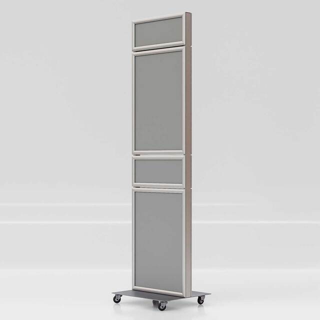 Stand totem, cu 4 rame format A2(420x594mm) și 4 rame format 160x420mm, dublă față, JJ DISPLAYS