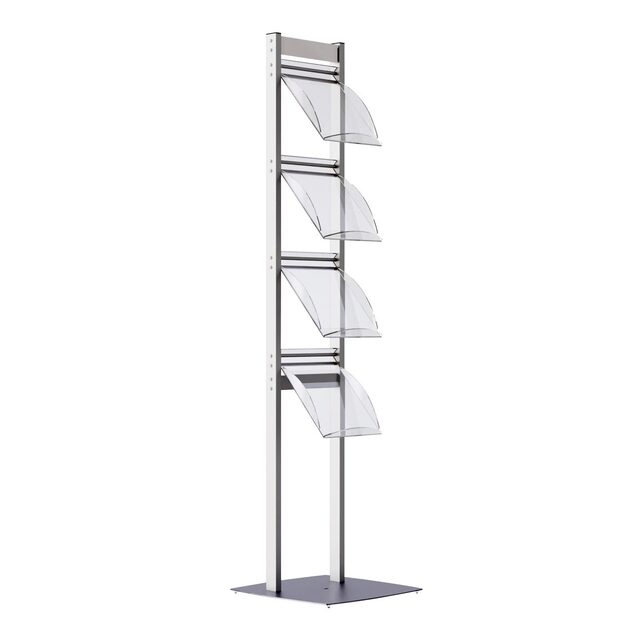 Stand cu rafturi pentru brosuri, pliante sau reviste A4 (210 x 297 mm), JJ DISPLAYS