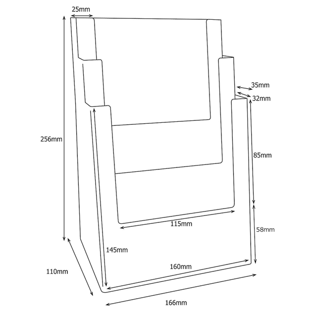 Counter Stander Taymar - suport pentru pliante JJ DISPLAYS 148 x 210 mm cu trei buzunare.