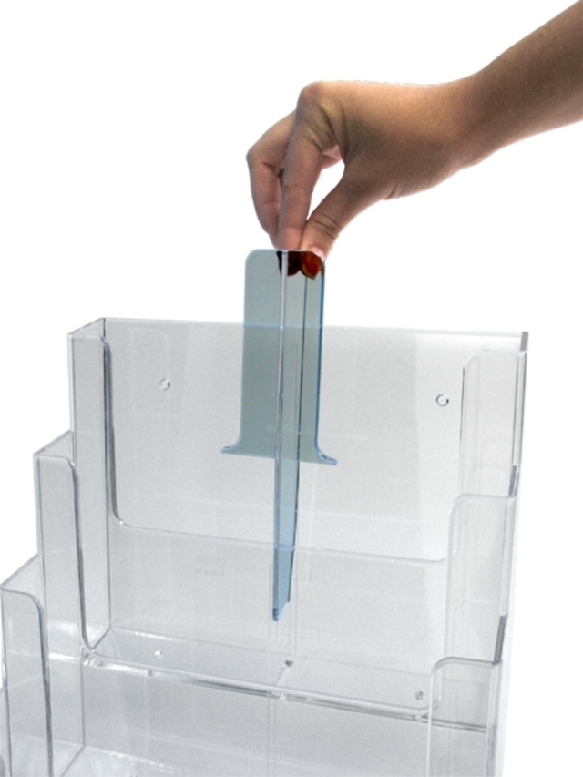 Counter Stander, Leaflet Dispensers - suport piante JJ DISPLAYS, 210 x 297 mm, cu separator pentru 2 buzunare 100 x 210 mm