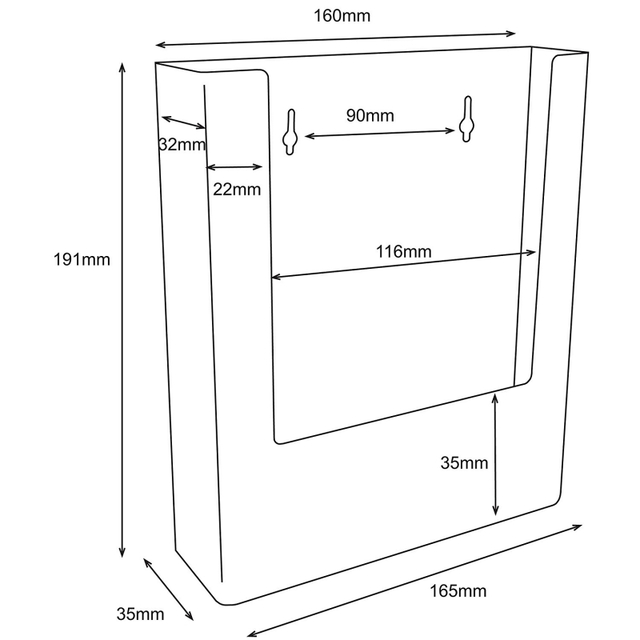 Suport prezentare pliante, broșuri, flyere, cu dubla utilizare, pentru perete si desk JJ DISPLAYS, 148 x 210 mm