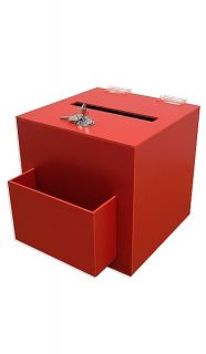 Urnă din plexiglas colorat pentru donații, sugestii sau vot, cu încuietoare, JJ DISPLAYS, 250 mm