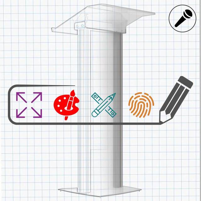 Pupitru pentru conferințe din plexiglas și aluminiu, JJ DISPLAYS, dimensiuni la cerere