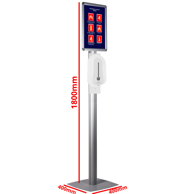 Stand cu dispenser automat pentru dezinfectare mâini, JJ DISPLAYS, dimensiuni la cerere