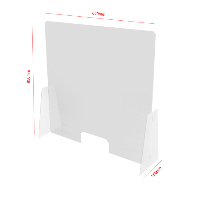 Protecție plexiglas, demontabilă, pentru tejghea și casă de marcat, dimensiunea 850x850x250 mm