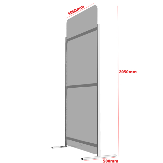 Panou despărțitor din plexiglas cu structură de aluminiu, demontabil, JJ DISPLAYS, dimensiuni la cerere