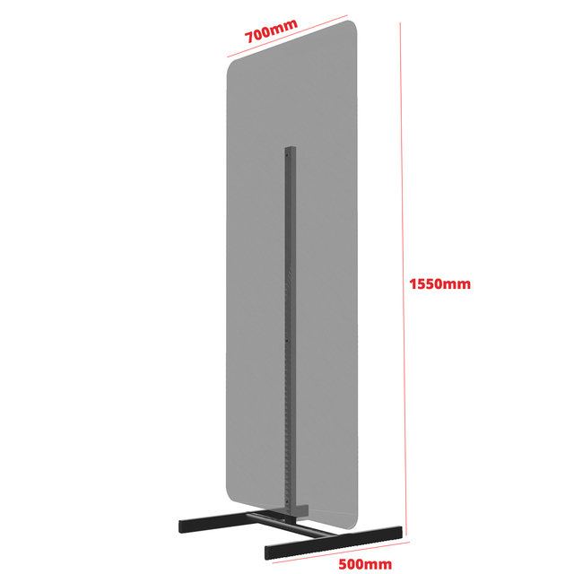 Panou despărțitor din plexiglas, demontabil, cu picior, JJ DISPLAYS, dimensiuni la cerere