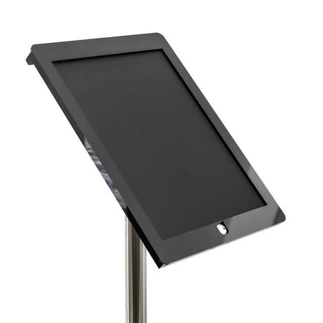 Stand tabletă, cu picior de inox și carcasă din plexiglas, JJ DISPLAYS