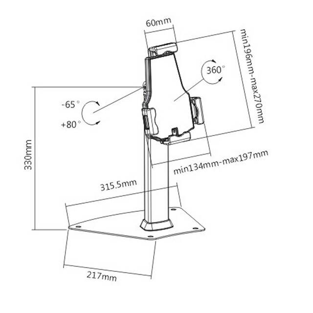 Suport tabletă 7.9 - 10.5, securizat, expunere desk, JJ DISPLAYS