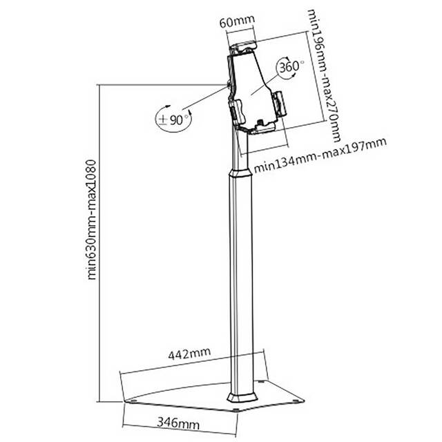 Suport tabletă 7.9 - 10.5, universal, securizat, expunere podea, JJ DISPLAYS