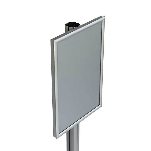 Stand publicitar cu casetă luminoasă format A2 (420x594mm), iluminare LED, portret, JJ DISPLAYS