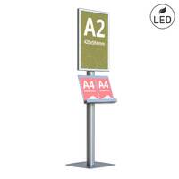 Stand publicitar cu casetă luminoasă format A2 (420x594mm), iluminare LED, expunere portret, 1 raft