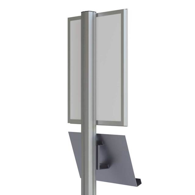 Stand publicitar cu casetă luminoasă LED, format A2 (420x594mm), portret, 1 raft, JJ DISPLAYS