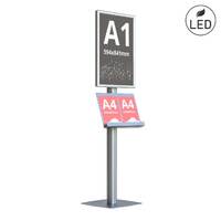 Stand publicitar cu casetă luminoasă LED, format A1 (594x841mm), portret, 1 raft, JJ DISPLAYS