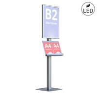 Stand publicitar cu casetă luminoasă format B2(500x700mm), iluminare LED, expunere portret, 1 raft