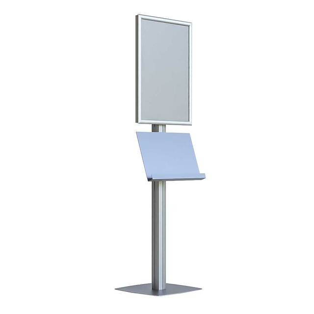 Stand publicitar cu casetă luminoasă LED, format B2 (500x700mm), portret, 1 raft, JJ DISPLAYS