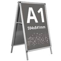 People Stopper, A board din profil aluminiu click 32mm cu colt rotund A1 (594 x 841 mm), JJ DISPLAYS