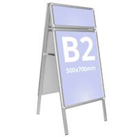 People Stopper Double Frame, A board din profil aluminiu click  25mm cu colt rotund S5, JJ DISPLAYS, 500 x 700 mm