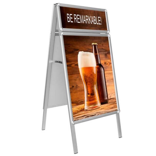 People Stopper Double Frame, A board din profil aluminiu click  25mm cu colt rotund S5, JJ DISPLAYS, 500 x 700 mm