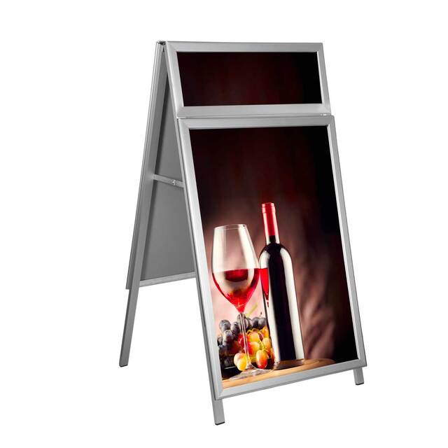 People Stopper Double Frame, A board din profil aluminiu click  32mm cu colt la 45 grade A0, JJ DISPLAYS, 841 x 1189 mm