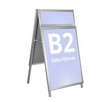 People Stopper Double Frame, A board din profil aluminiu click  32mm cu colt la 45 grade S5, JJ DISPLAYS, 500 x 700 mm