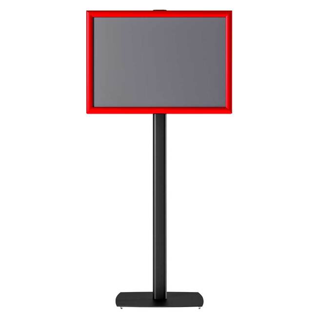 Panou Informativ cu ramă click roșie, JJ Displays, format A3 (297x420 mm), expunere simplă față, orientare peisaj.