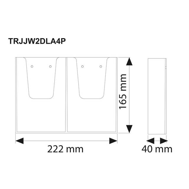 Suport pentru pliante expunere perete JJ DISPLAYS doua buzunare 100 x 210 mm 