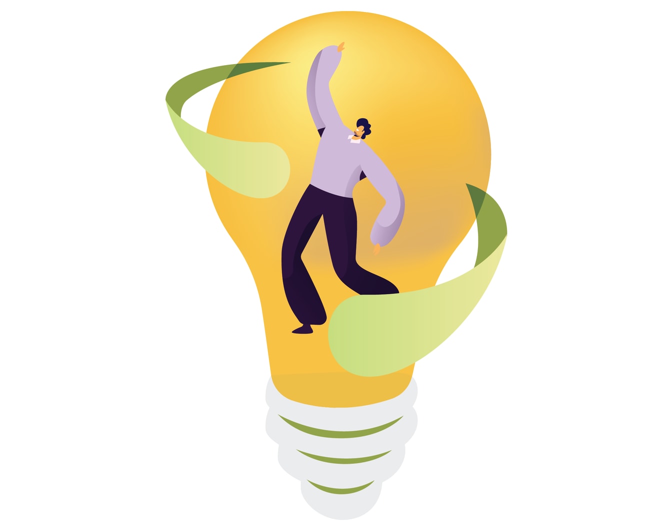 Illustration of man twisting a lamp.
