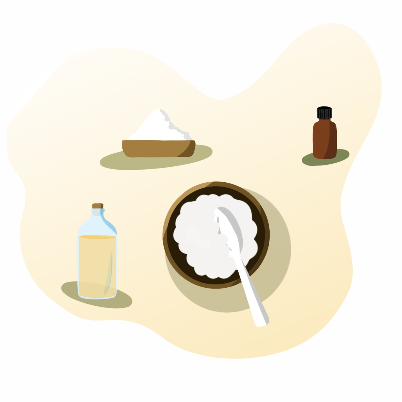 Illustration of ingredients for sea salt homemade body scrub.