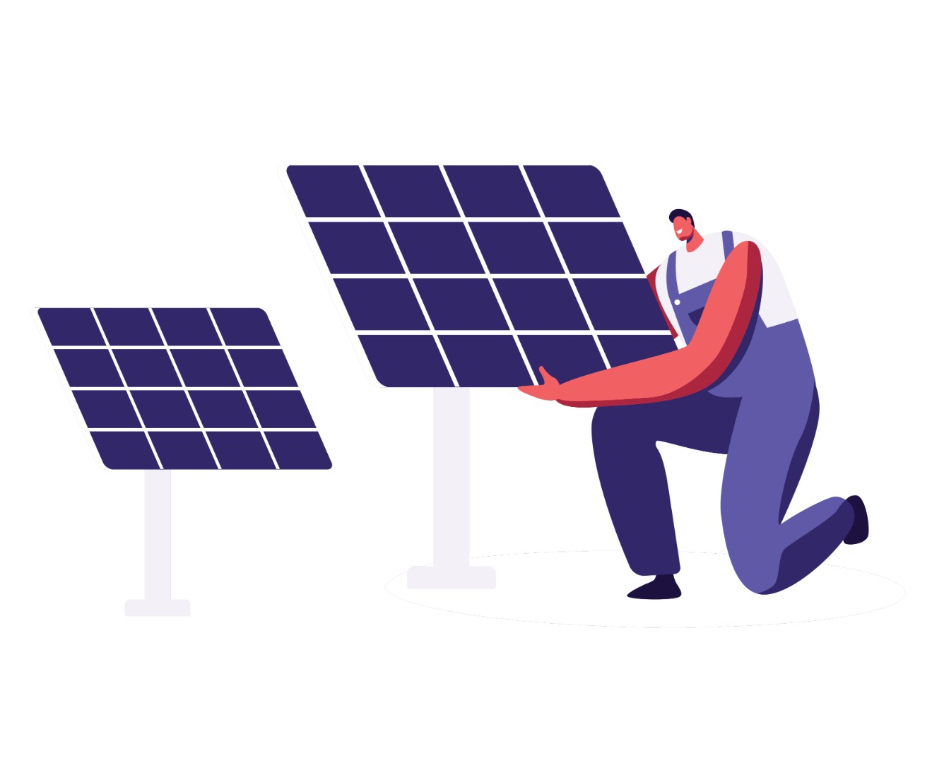 Illustration of man installing solar panel.