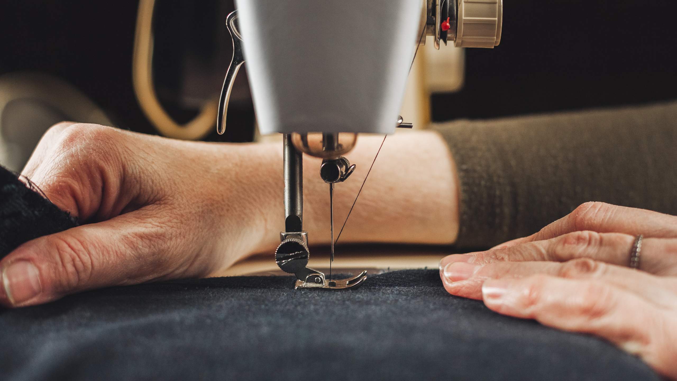 Woman working with sewing machine