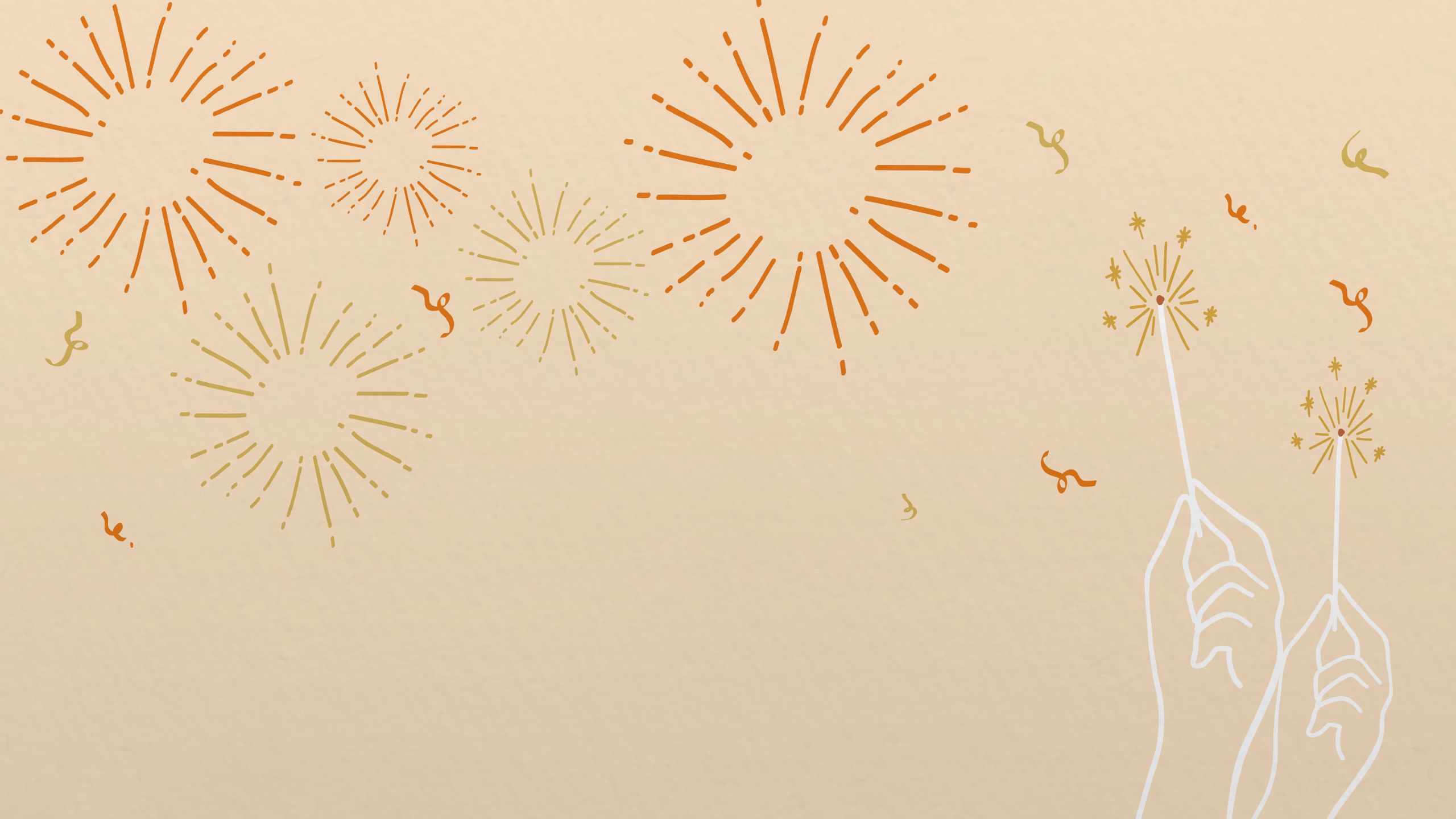 Illustration of hands holding sparkling candles, and confetti.