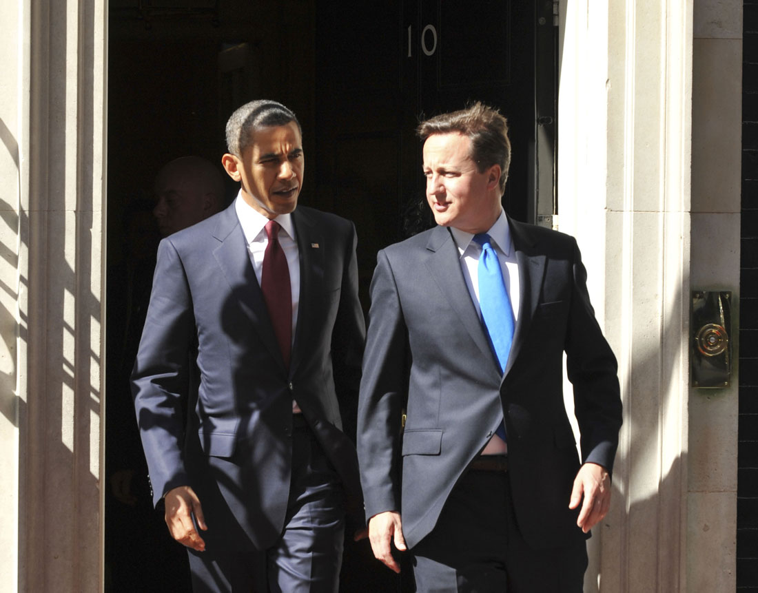 President Barak Obama meets David Cameron at No.10 Downing Street, London.