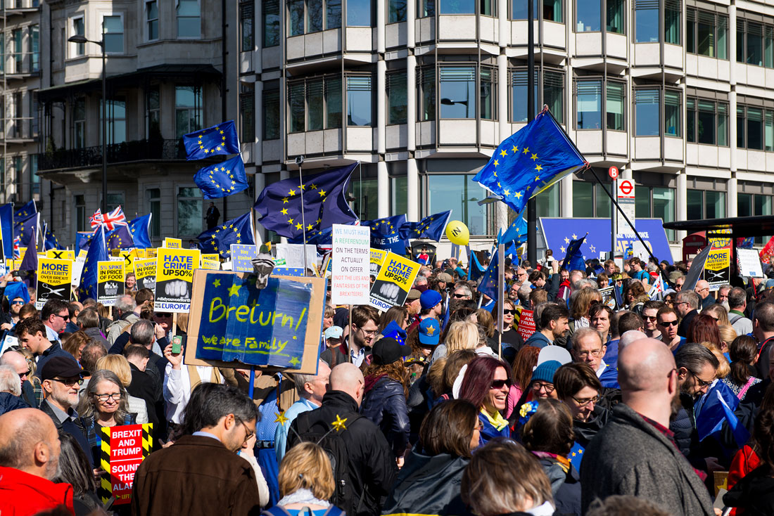 Thousands gather for the UNITE FOR EUROPE rally, through central London, in protest against the British governments' BREXIT from the European Union.