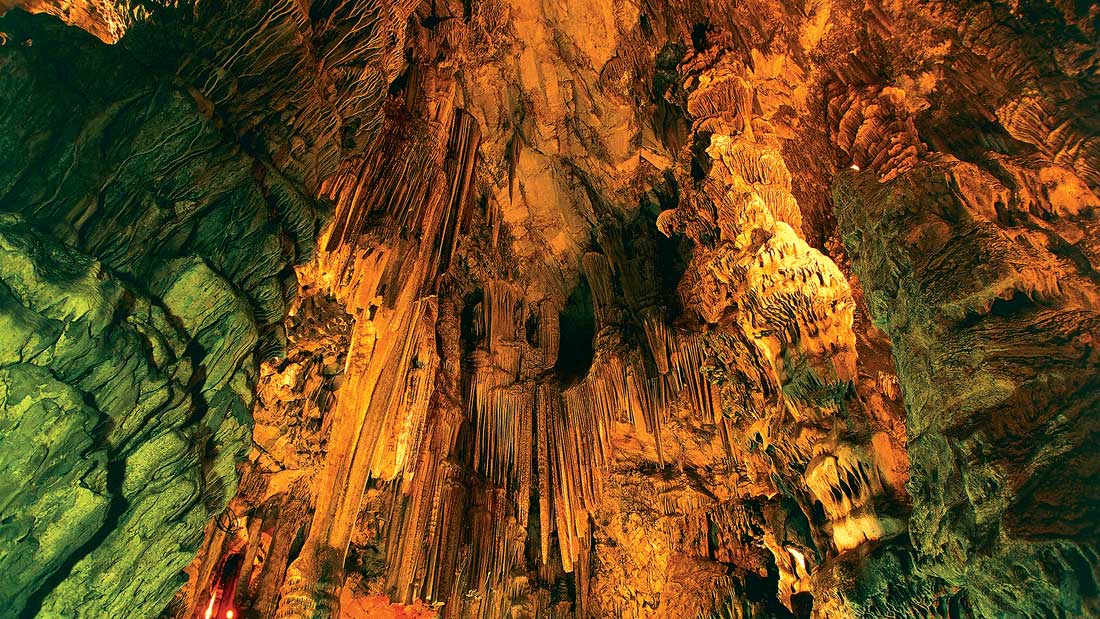 Stalactites, St Michael's Cave, Gibraltar, British overseas territory.