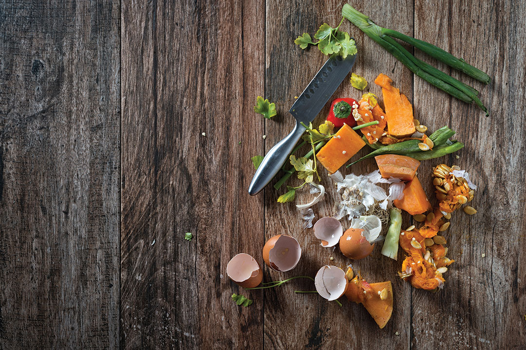 Organic leftovers, waste from vegetable ready for recycling and to compost.