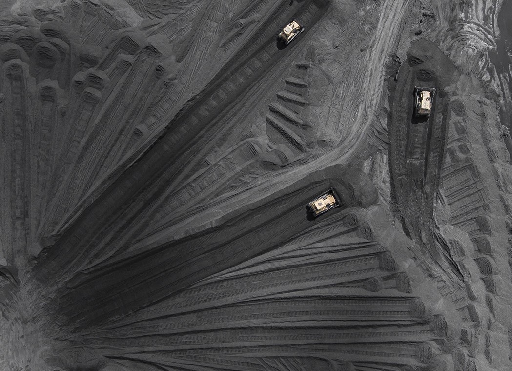 Coal mine in south of Poland. Destroyed land. View from above.