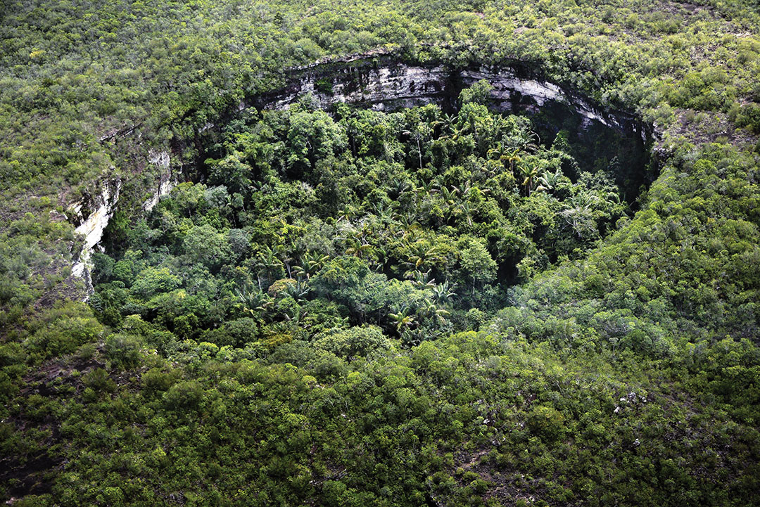 Aerial view of the Serrania de Chiribiquete, located in the Amazonian jungle departments of Caqueta and Guaviare, Colombia, on June 7, 2018.