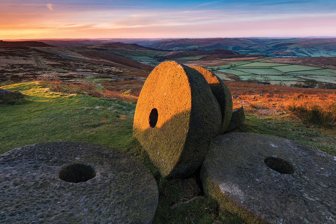 These abandoned millstones are near Stanage Edge, above Hathersage village in the heart of the Peak District National park.