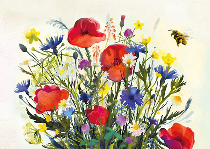 bees and flowers painting