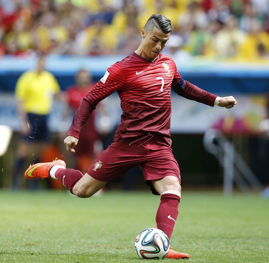 Cristiano Ronaldo of Portugal during the 2014 World Cup Group G game between Portugal and Ghana at Estadio Nacional Mane Garrincha. No Use in Brazil.