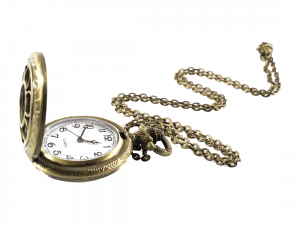 A classic pocket watch (Vintage pocket watch clock with open lid and chain isolated on a white background)