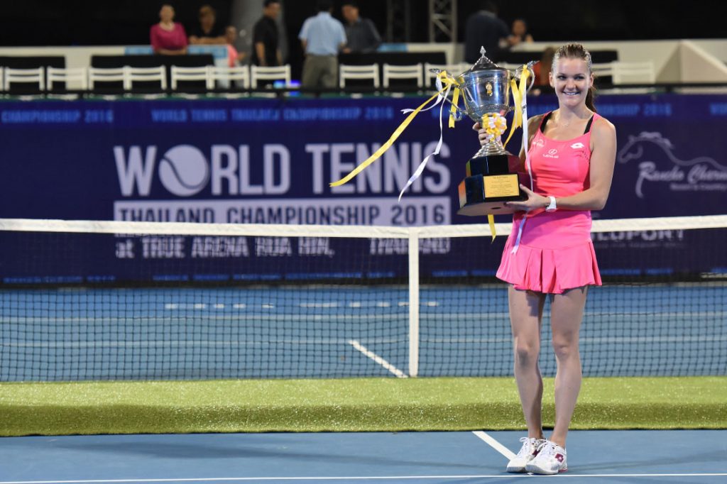 Agnieszka Radwanska celebrates winning the gold medal during WORLD TENNIS THAILAND CHAMPIONSHIP 2016