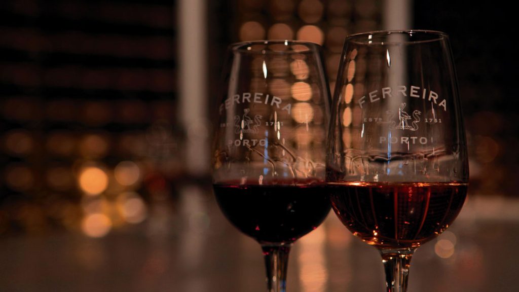 Two glasses of wine at Casa Ferreira