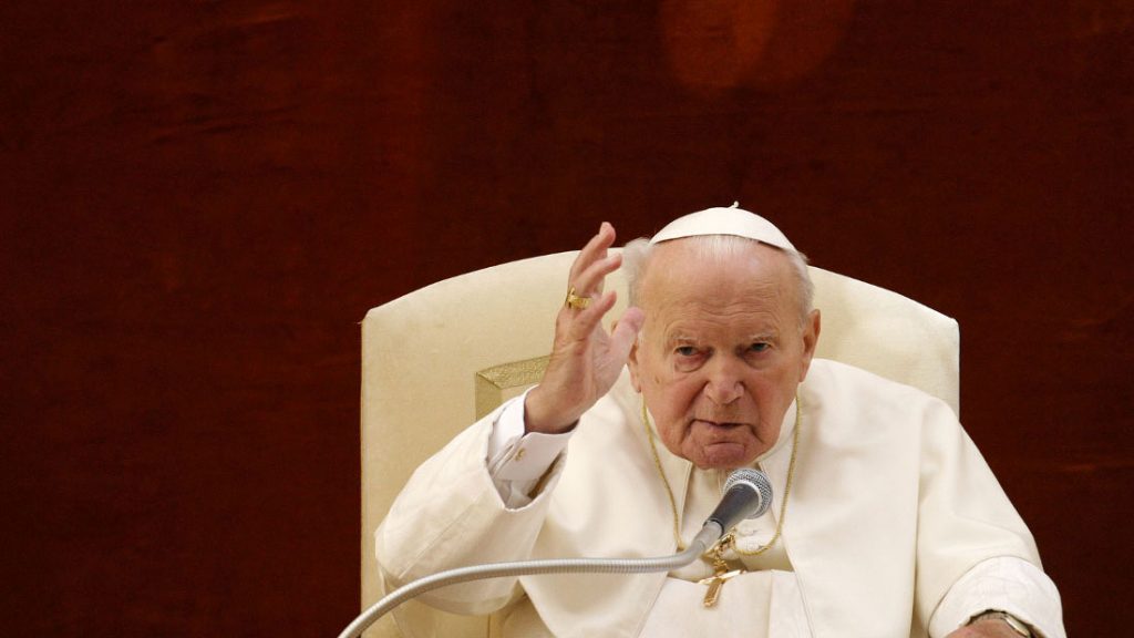 Pope John Paul II greets the pilgrims